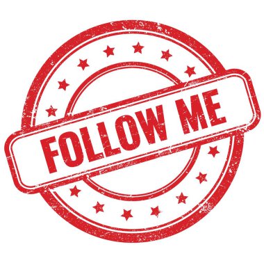 FOLLOW ME kırmızı vintage grungy yuvarlak kauçuk damga üzerine metin.
