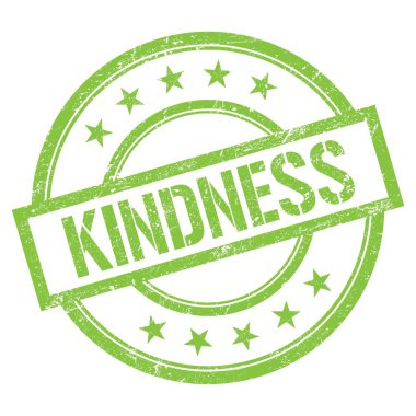 Yeşil yuvarlak vintage kauçuk damga üzerine yazılmış KINDNESS metin.