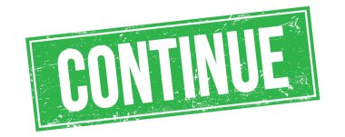 Yeşil grungy dikdörtgen damga işareti üzerinde Devam Edici metin.