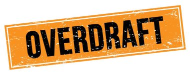 Siyah turuncu grungy dikdörtgen mühür işareti üzerine OVERDRAFT metin.