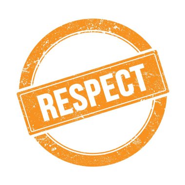 Turuncu grungy yuvarlak vintage damga üzerinde Saygı metni.