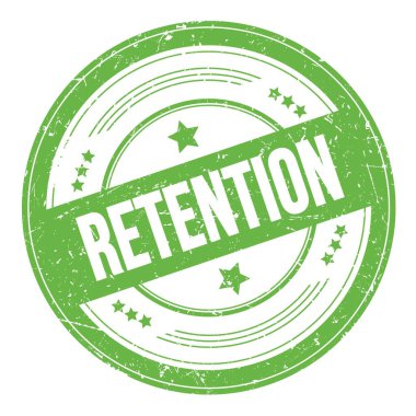 Yeşil yuvarlak grungy desen damgalı RETENTION metin.