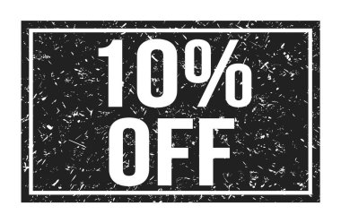 % 10 indirimli, siyah dikdörtgen işareti üzerine yazılmış kelimeler