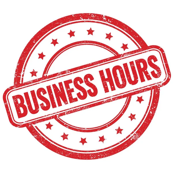 Business Hours Κείμενο Κόκκινο Vintage Grungy Στρογγυλό Καουτσούκ Σφραγίδα — Φωτογραφία Αρχείου