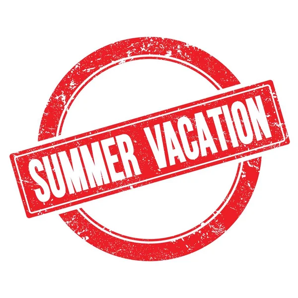 Summer Vacation Text Červeném Grungy Kolo Vintage Razítko — Stock fotografie