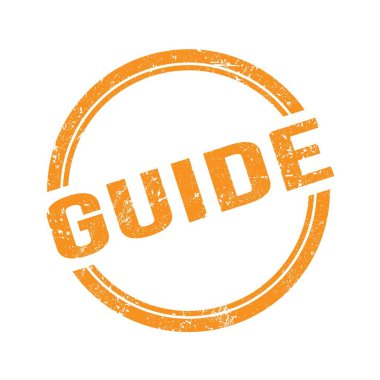 Turuncu grungy vintage yuvarlak damga üzerine yazılmış Kılavuz metin.