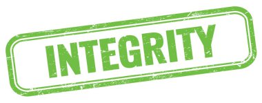Yeşil grungy vintage dikdörtgen damgalı INTEGRITY metin.