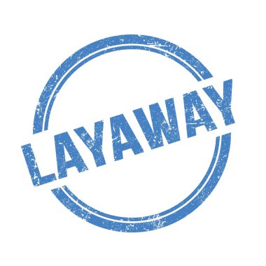 Mavi grungy vintage yuvarlak pulla yazılmış LAYAYS metni.