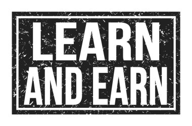 EARN VE EARN, siyah dikdörtgen mühür üzerine yazılmış kelimeler