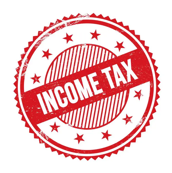 Income Tax Text Written Red Grungy Zig Zag Borders Stamp — Foto de Stock