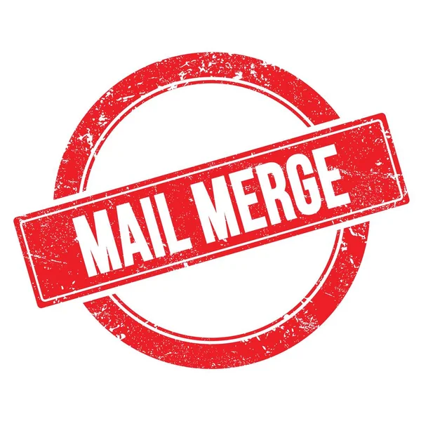 Mail Merge Texto Vermelho Grungy Rodada Carimbo Vintage — Fotografia de Stock
