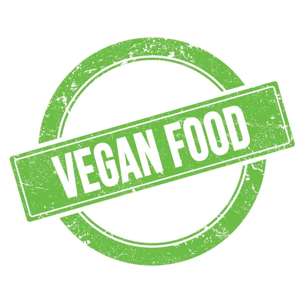 Vegan Food Texto Sobre Verde Gruñón Ronda Sello Vintage — Foto de Stock