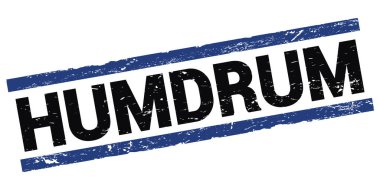 Siyah-mavi dikdörtgen işareti üzerine yazılmış HUMDRUM metni.