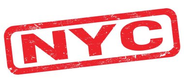 Kırmızı dikdörtgen damga işareti üzerine yazılmış NYC metni.