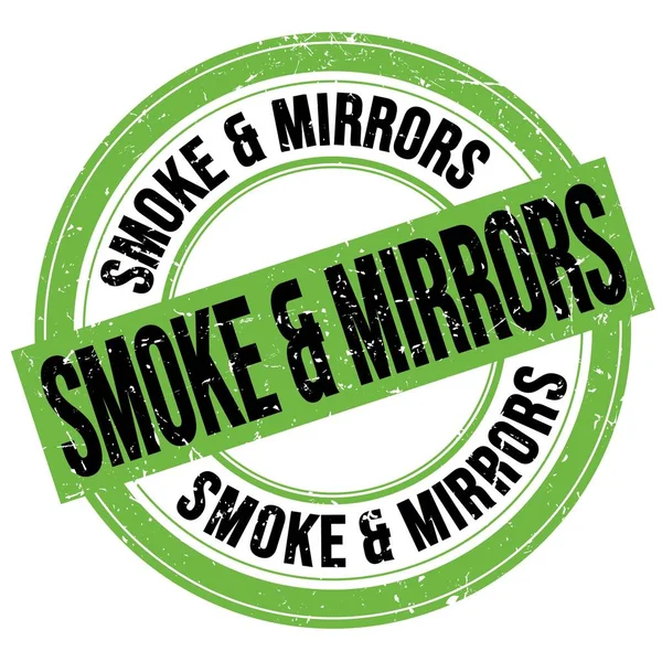 Текст Smoke Mirrors Написаний Зелено Чорному Круглому Гранжевому Знаку Марки — стокове фото