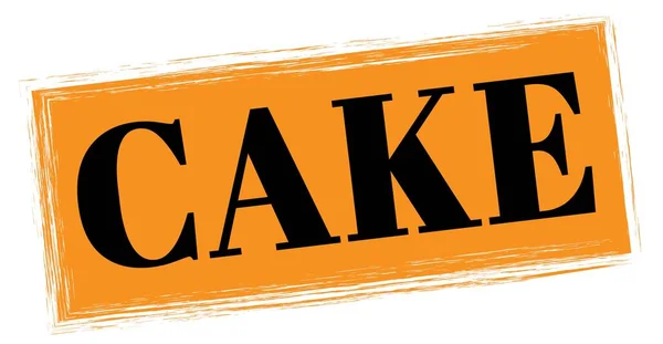 Kuchen Text Geschrieben Auf Orange Schwarzem Stempelschild — Stockfoto