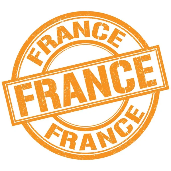 France Texte Écrit Sur Timbre Rond Orange — Photo