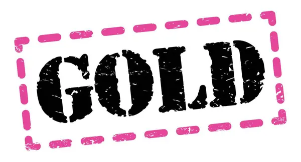 Gold Tekst Geschreven Roze Zwarte Streepje Stempel Teken — Stockfoto