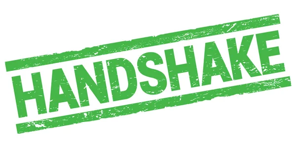 Handshake Text Auf Grünem Rechteck Stempelschild — Stockfoto