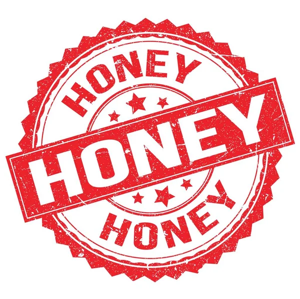 Honey Text Skriven Röd Rund Stämpel Tecken — Stockfoto