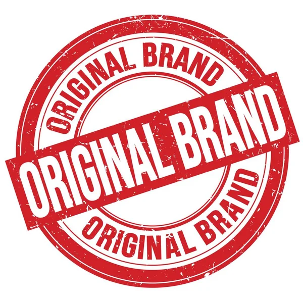 オリジナルブランドのテキストが書かれていますレッドラウンドグランジスタンプサイン — ストック写真