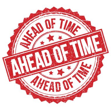 Kırmızı yuvarlak damga işareti üzerine yazılmış Zaman Metni Önünde