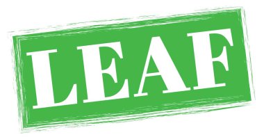 Yeşil dikdörtgen damga işareti üzerine yazılmış LeAF metni.