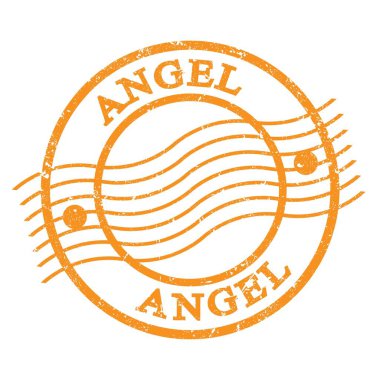 ANGEL, turuncu grungy posta pulu üzerine yazılmış metin.