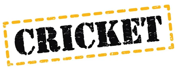 Cricket Text Skriven Gul Svart Streck Stämpel Tecken — Stockfoto