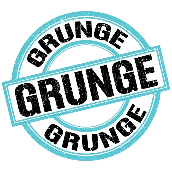 用蓝黑色圆形邮票标志书写的Grunge文字 — 图库照片