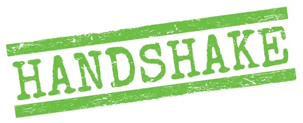 Handshake Text Geschrieben Auf Grünem Grungy Lines Stempelschild — Stockfoto