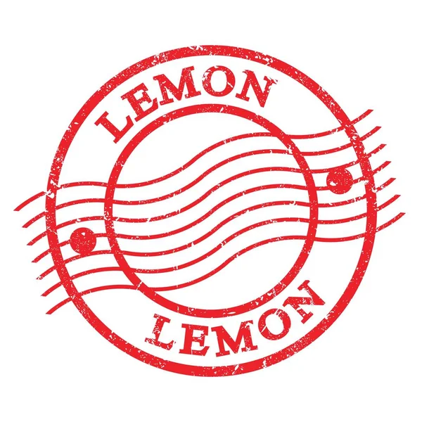 Lemon Texto Escrito Carimbo Postal Grungy Vermelho — Fotografia de Stock