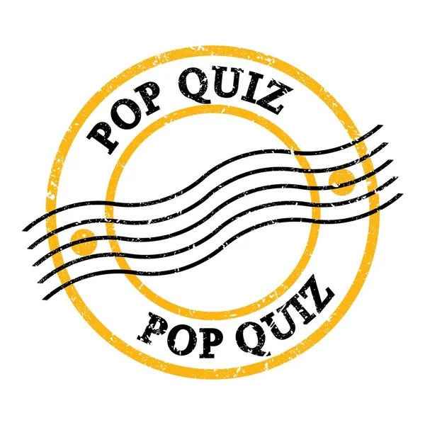 Pop Quiz Text Written Yellow Black Grungy Postal Stamp — Stockfoto