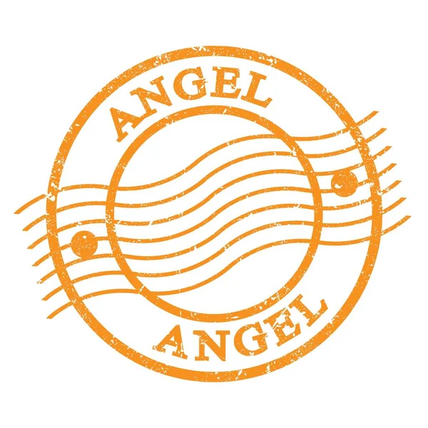 Angel Text Written Orange Grungy Postal Stamp — Stock Photo, Image