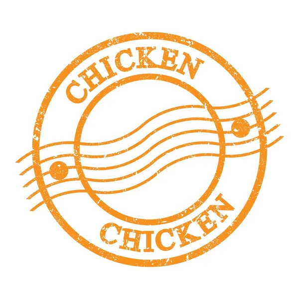 Chicken Text Written Orange Grungy Postal Stamp — ストック写真