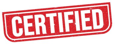 Kırmızı grungy işareti üzerine yazılmış CERTIED metin.