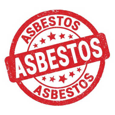 Kırmızı grungy işareti üzerine yazılmış ASBESTOS metni.