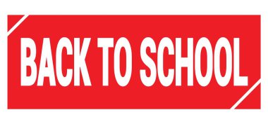 Kırmızı grungy mühür işareti üzerine yazılmış okula dönüş metni.