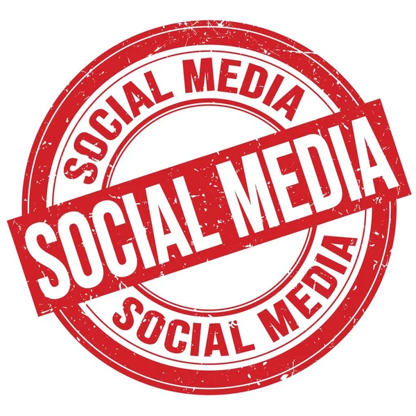 Szociális Media Vörös Kerek Grungy Bélyegzőtáblára Írt Szöveg — Stock Fotó