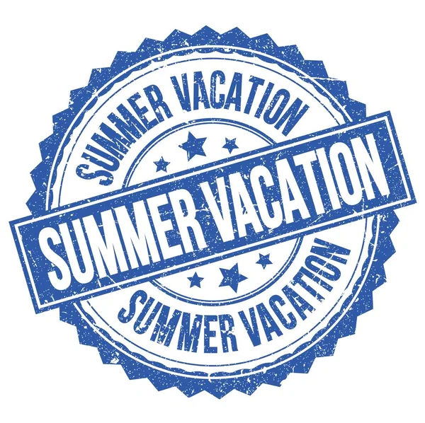 Summer Vacation Text Napsaný Modrém Kruhovém Razítku — Stock fotografie