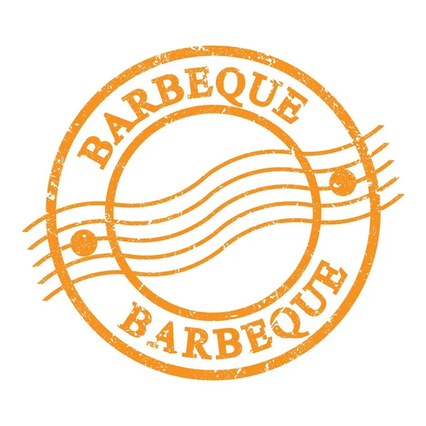 Barbeque Texte Écrit Sur Timbre Postal Orange Grungy — Photo