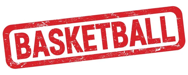 Basketball Text Napsaný Červeném Obdélníkovém Razítku — Stock fotografie