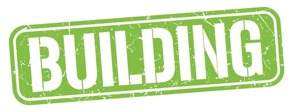 Budowanie Tekst Napisany Zielonym Grungy Znak Znaczka — Zdjęcie stockowe