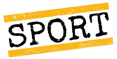 Sarı-siyah grungy satır işareti üzerine yazılmış spor metni.