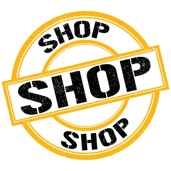 Shop Text Written Yellow Black Stamp Sign — Stock Photo, Image