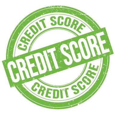 Yeşil yuvarlak grungy işareti üzerine yazılmış CREDIT skor metni