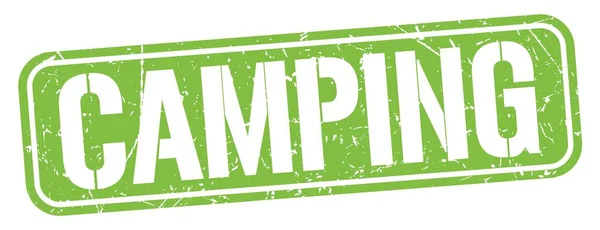 Camping Text Written Green Grungy Stamp Sign — Zdjęcie stockowe