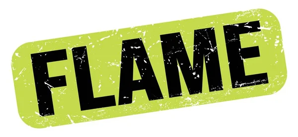 Flame Text Written Green Black Grungy Stamp Sign — Zdjęcie stockowe