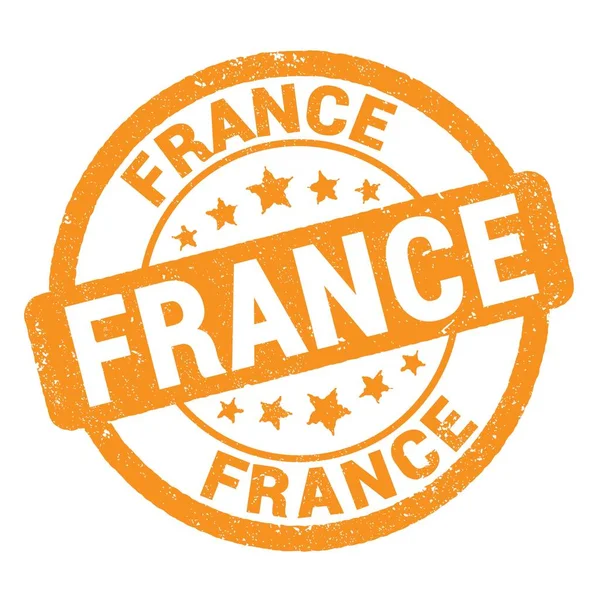 France Text Written Orange Grungy Stamp Sign — ストック写真