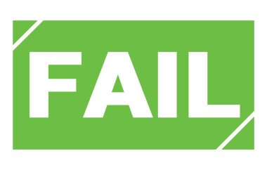 Yeşil dikdörtgen pul işareti üzerine yazılan başarısız metin.